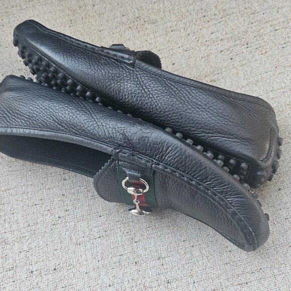 Gucci Men Shoes Slip On Loafer Black Leather Upper Made in Italy Size 40.5 Auth - Picture 7 of 15